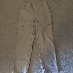 MMin cream faux leather pants